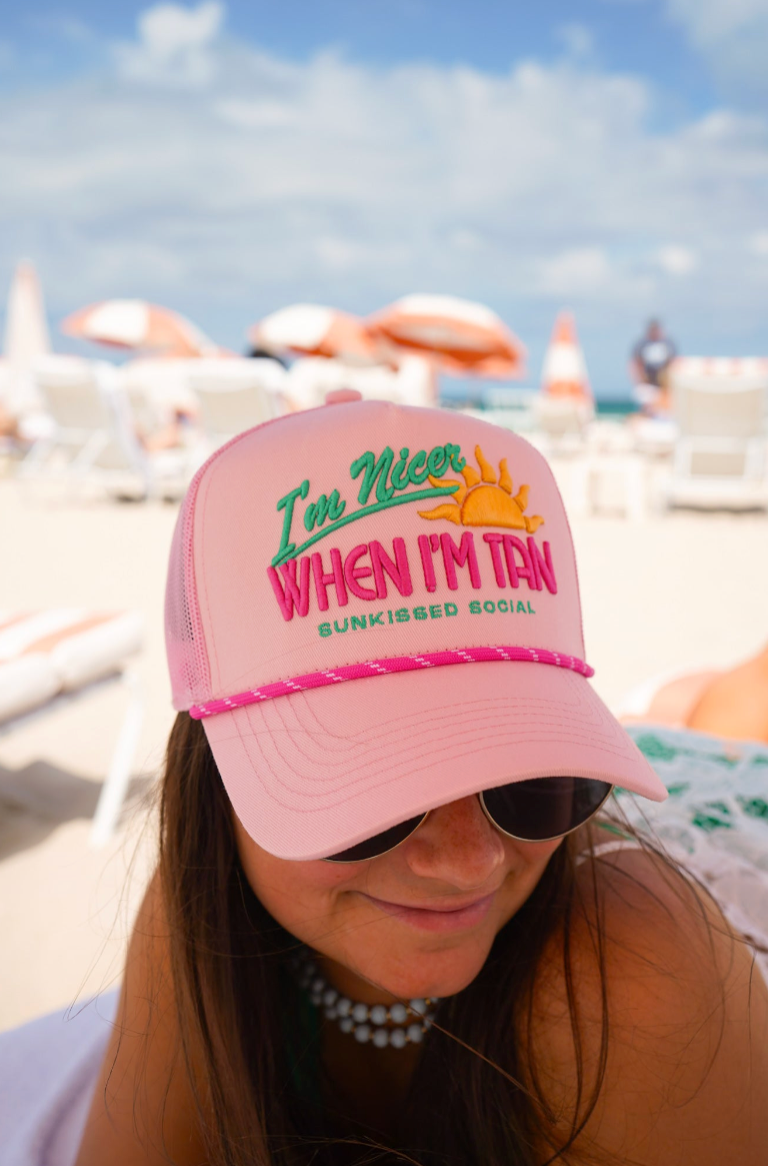 I’m Nicer When I’m Tan Trucker Hat - Pink - Lace and Grace Boutique