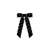 Velvet Rhinestone Studded Bow Clip - Black