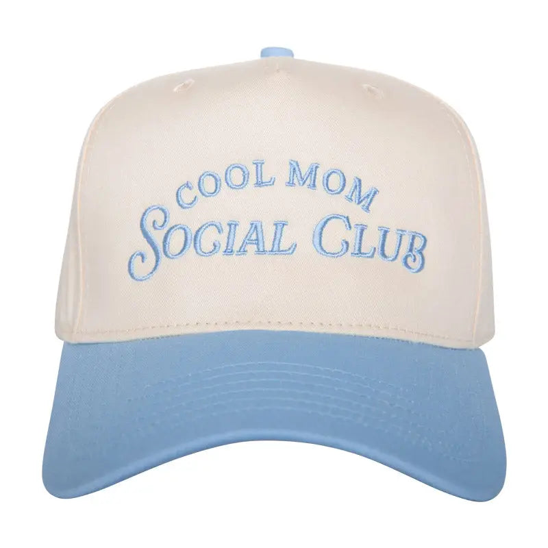 Cool Mom Social Club Retro Two-Toned Hat - Lt. Blue/Tan - Lace and Grace Boutique