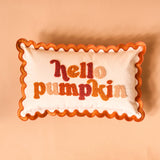 Hello Pumpkin Scalloped Edge Throw Pillow