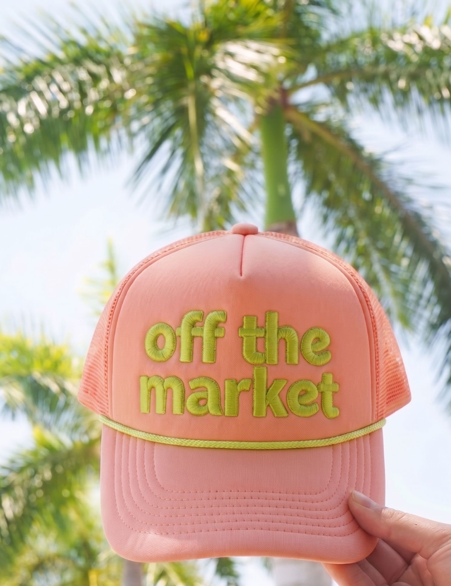 Off the Market - Peach Foam Trucker Hat - Lace and Grace Boutique