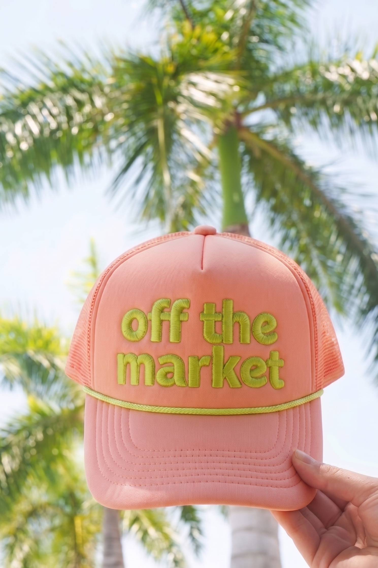 Off the Market - Peach Foam Trucker Hat - Lace and Grace Boutique
