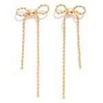 Rope Chain Bow Earrings - Gold