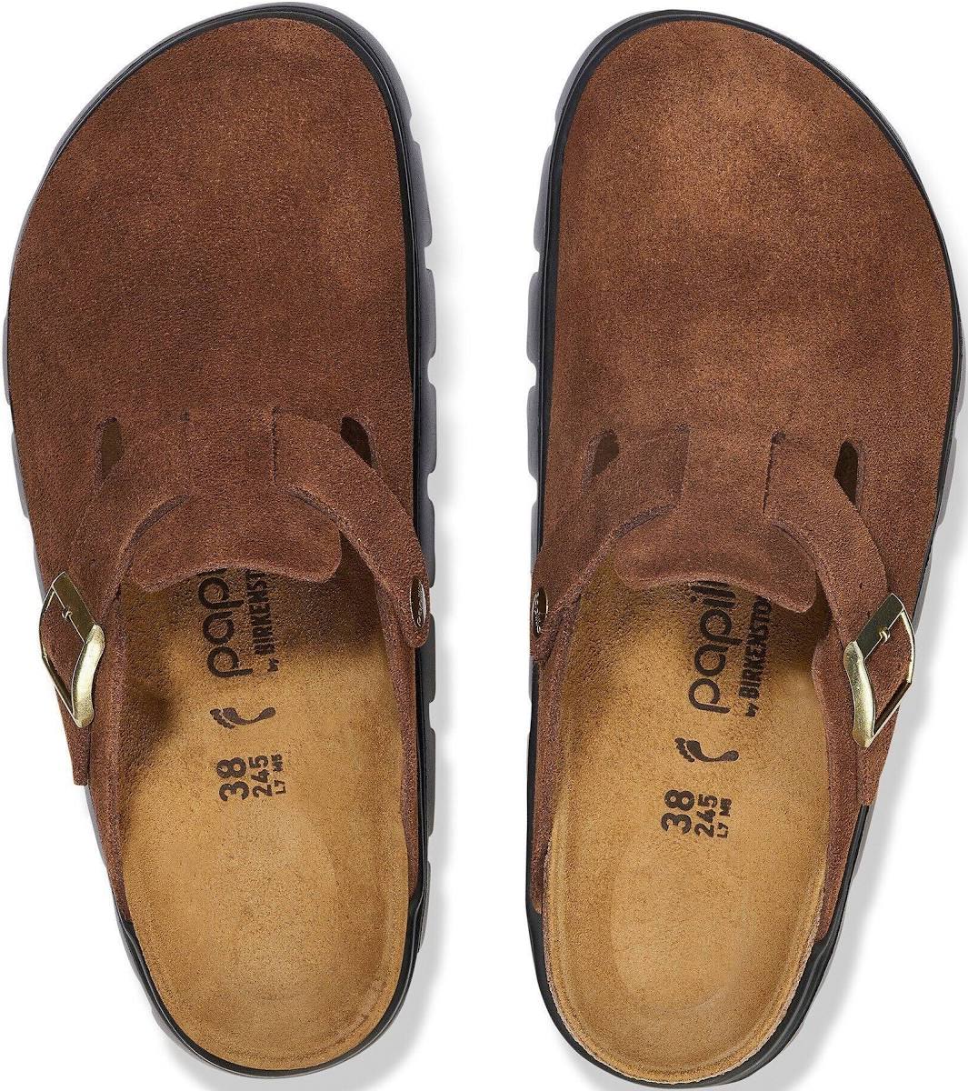 Birkenstock Boston Chunky Suede Leather Clog - Dark Tea/Black - Lace and Grace Boutique