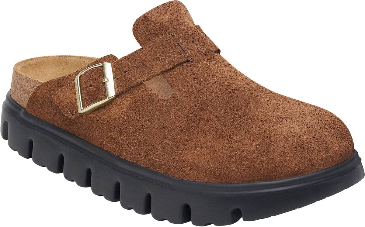 Birkenstock Boston Chunky Suede Leather Clog - Dark Tea/Black - Lace and Grace Boutique