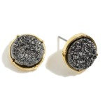 Druzy Stud Earrings - Silver