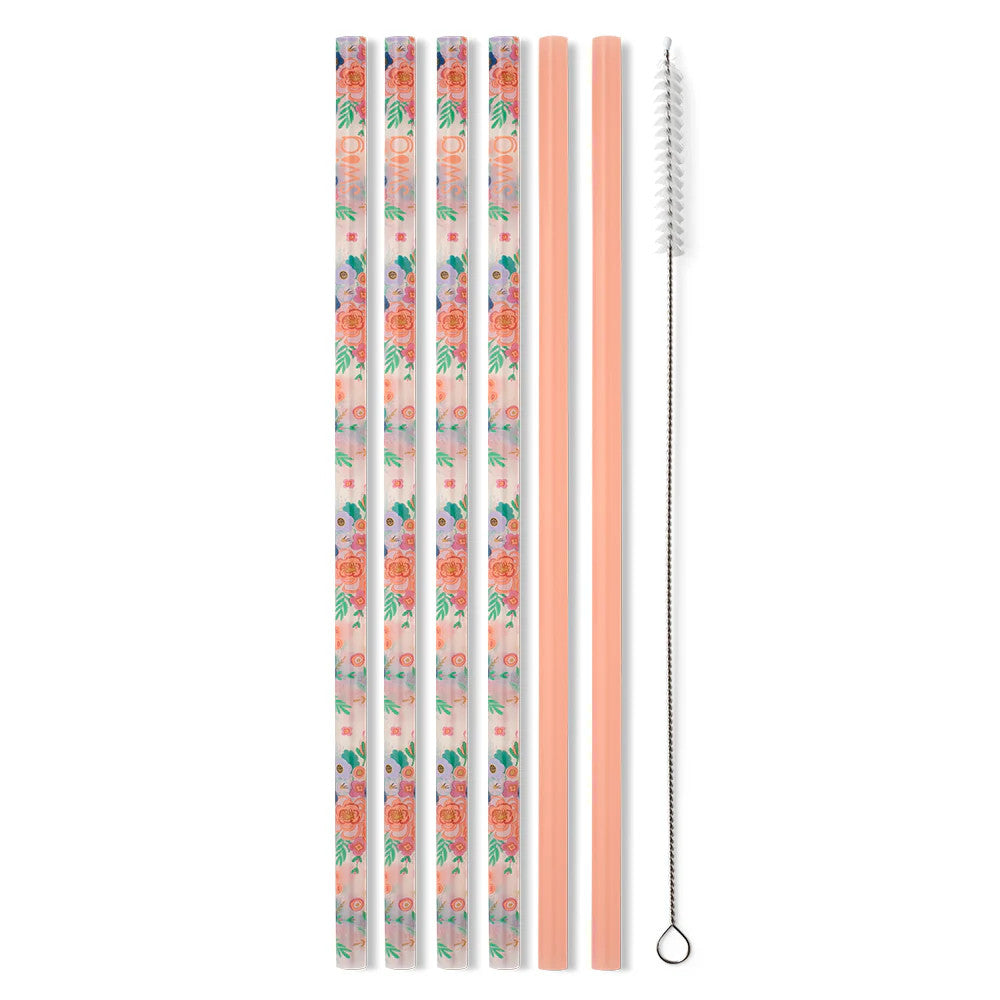 Swig Full Bloom + Coral Reusable Straw Set - Lace and Grace Boutique