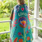 Natural Life Double-Sided Cozy Throw Blanket - Loved - Teal